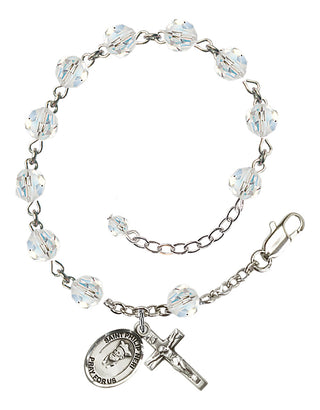 Adjustable Sterling Silver 6mm Austrian Crystal Saint Philip Neri Rosary Bracelet in Crystal