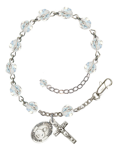 Sterling Silver 6mm Austrian Crystal St. Peter Chanel Rosary Bracelet | Engravable