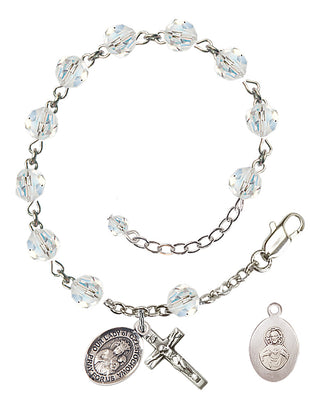 Adjustable Sterling Silver 6mm Austrian Crystal Our Lady of Czestochowa Rosary Bracelet in Crystal