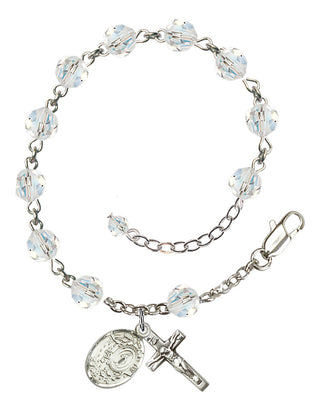 Adjustable Sterling Silver 6mm Austrian Crystal Miraculous Rosary Bracelet in Crystal