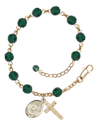 Adjustable 14 Karat Gold-Filled 6mm Austrian Crystal Pope Emeritace Benedict XVI Rosary Bracelet in Emerald