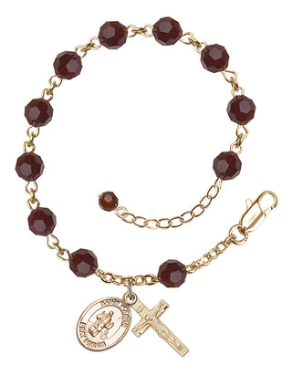 Adjustable 14 Karat Gold-Filled 6mm Austrian Crystal Saint Maron Rosary Bracelet in Garnet