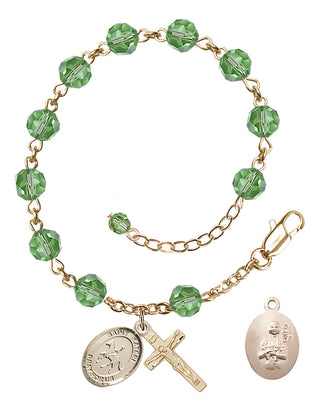 Adjustable 14 Karat Gold-Filled 6mm Austrian Crystal Saint Kateri/Equestrian Rosary Bracelet in Peridot