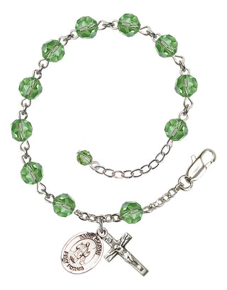 Adjustable Sterling Silver 6mm Austrian Crystal Saint Maron Rosary Bracelet in Peridot