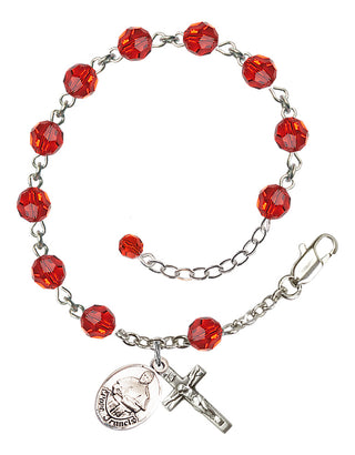 Adjustable Sterling Silver 6mm Austrian Crystal Pope Francis Rosary Bracelet in Ruby
