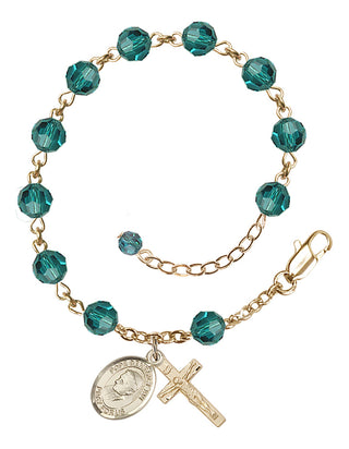 Adjustable 14 Karat Gold-Filled 6mm Austrian Crystal Pope Emeritace Benedict XVI Rosary Bracelet in Zircon