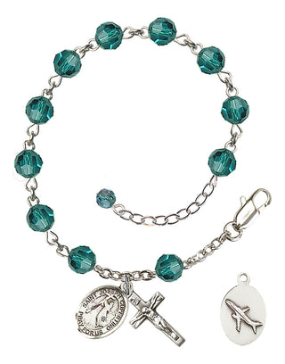 Adjustable Sterling Silver 6mm Austrian Crystal Saint Joseph of Cupertino Rosary Bracelet in Zircon