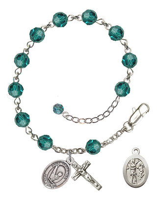 Adjustable Sterling Silver 6mm Austrian Crystal Saint Sebastian/Gymnastics Rosary Bracelet in Zircon