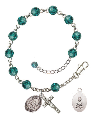 Adjustable Sterling Silver 6mm Austrian Crystal Saint Kateri/Equestrian Rosary Bracelet in Zircon