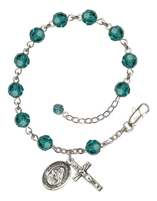 Sterling Silver 6mm Austrian Crystal Madonna del Ghisallo Rosary Bracelet in Zircon Engraved Catholic Saint Jewelry