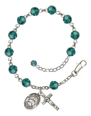 Sterling Silver 6mm Austrian Crystal Saint John Vianney Rosary Bracelet in Zircon Engraved Catholic Saint Jewelry