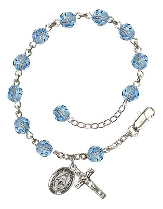 Hand made Sterling Silver Rosary Bracelet with 6mm Swarovaki Beads.