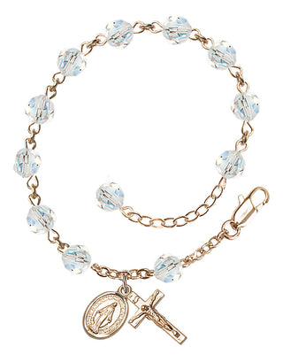Hand made 14kt Gold Filled Rosary Bracelet with 6mm Swarovaki Beads.