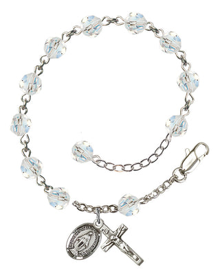 Hand made Sterling Silver Rosary Bracelet with 6mm Swarovaki Beads.