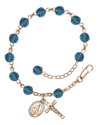Hand made 14kt Gold Rosary Bracelet with 6mm Swarovaki Beads.