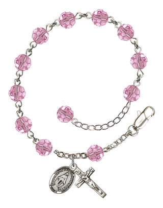 Hand made Sterling Silver Rosary Bracelet with 6mm Swarovaki Beads.