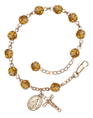 Hand made 14kt Gold Filled Rosary Bracelet with 6mm Swarovaki Beads.