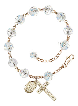 Adjustable 14 Karat Gold-Filled 8mm Austrian Crystal Rosary Bracelet in Crystal