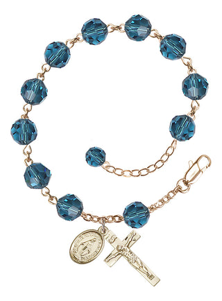 Adjustable 14 Karat Gold-Filled 8mm Austrian Crystal Rosary Bracelet in Indocolite