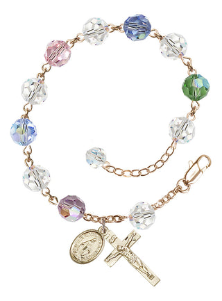 Adjustable 14 Karat Gold-Filled 8mm Austrian Crystal Rosary Bracelet in Multi-Color