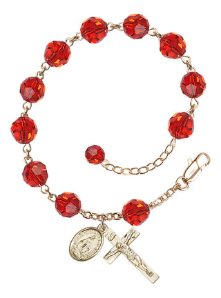 Adjustable 14 Karat Gold-Filled 8mm Austrian Crystal Rosary Bracelet in Ruby