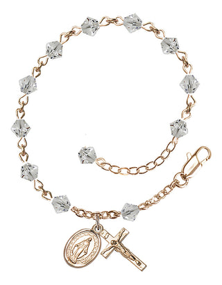 Adjustable 14 Karat Gold-Filled 5mm Austrian Crystal Rosary Bracelet in Crystal