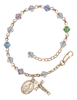 Adjustable 14 Karat Gold-Filled 5mm Austrian Crystal Rosary Bracelet in Multi-Color