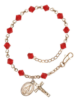 Adjustable 14 Karat Gold-Filled 5mm Austrian Crystal Rosary Bracelet in Ruby