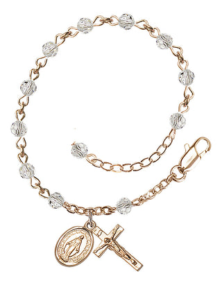 Adjustable 14 Karat Gold-Filled 4mm Austrian Crystal Rosary Bracelet in Crystal
