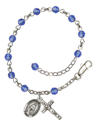 Adjustable Sterling Silver 4mm Austrian Crystal Rosary Bracelet in Sapphire
