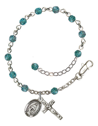 Adjustable Sterling Silver 4mm Austrian Crystal Rosary Bracelet in Zircon