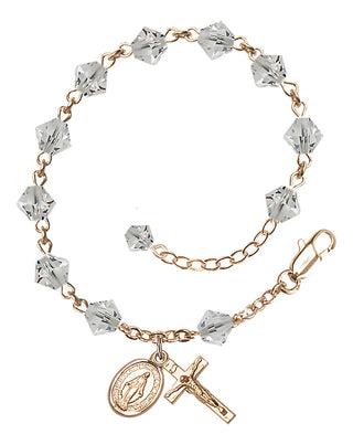 Adjustable 14 Karat Gold-Filled 6mm Austrian Crystal Rosary Bracelet in Crystal