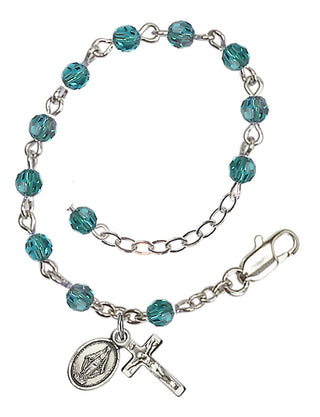Adjustable Silver Plated 4mm Austrian Crystal Rosary Bracelet in Zircon