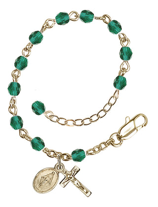 Adjustable Gold Plated 4mm Fire Polished Rosary Bracelet in Zircon