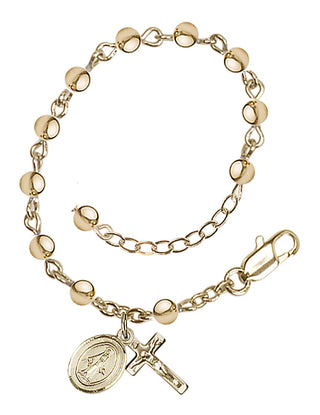 Adjustable 14 Karat Gold 4mm Infant Rosary Bracelet