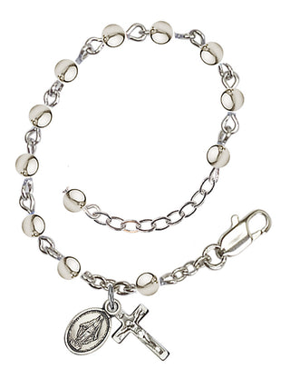 Adjustable Silver Plated 4mm Infant Rosary Bracelet