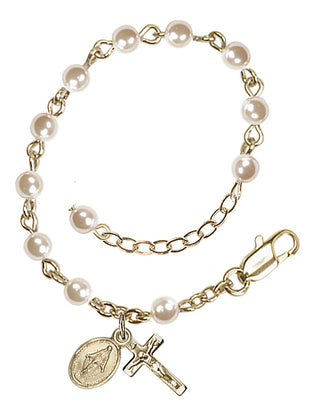 Adjustable 14 Karat Gold-Filled 4mm Faux Pearl Infant Rosary Bracelet