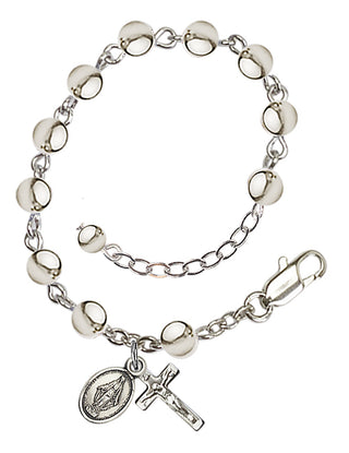 Adjustable Sterling Silver 5mm Infant Rosary Bracelet