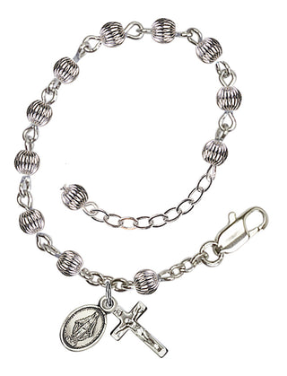 Adjustable Sterling Silver 4mm Infant Rosary Bracelet