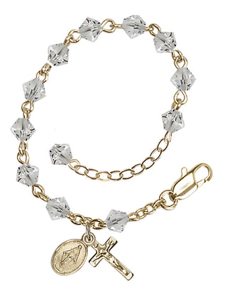 Adjustable Gold Plated 5mm Austrian Crystal Rosary Bracelet in Crystal