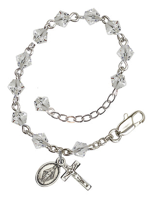 Adjustable Silver Plated 5mm Austrian Crystal Rosary Bracelet in Crystal