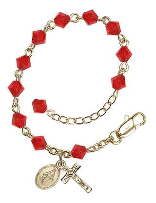 Adjustable Gold Plated 5mm Austrian Crystal Rosary Bracelet in Ruby