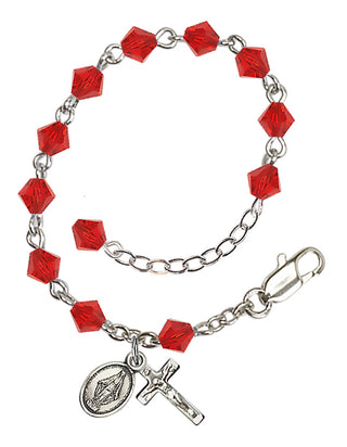 Adjustable Silver Plated 5mm Austrian Crystal Rosary Bracelet in Ruby