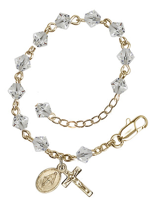 Adjustable 14 Karat Gold-Filled 5mm Austrian Crystal Infant Rosary Bracelet in Crystal