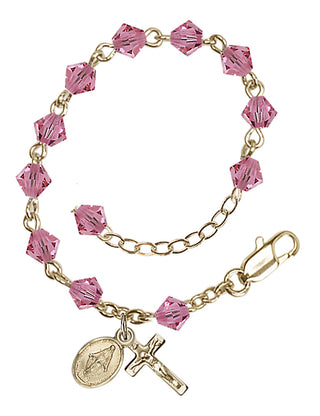 Adjustable 14 Karat Gold-Filled 5mm Austrian Crystal Infant Rosary Bracelet in Rose