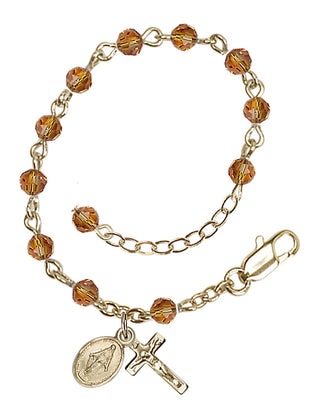 Adjustable 14 Karat Gold-Filled 4mm Austrian Crystal Infant Rosary Bracelet in Topaz