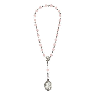 Silver-Plated 6mm Saint Therese of Lisieux Rosary Chaplet Engraved Catholic Saint Jewelry