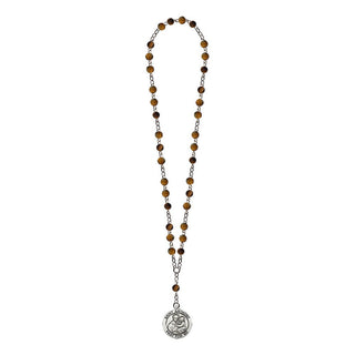Silver-Plated 6mm Saint Anthony Rosary Chaplet Engraved Catholic Saint Jewelry