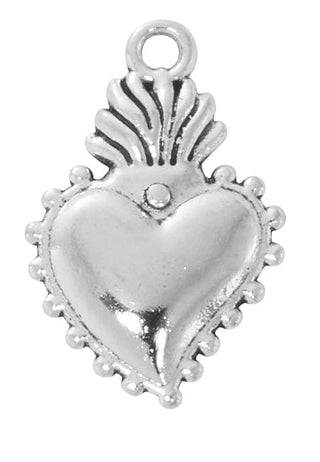 Rhodium Sacred Heart Pendant