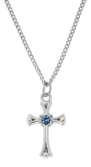 18-inch Rhodium Filled Sapphir Cross, Boxed